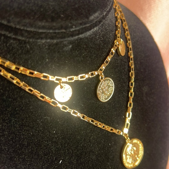Ettika two separate layered necklace coin adventure Roman Grecian style pendant - Picture 4 of 6